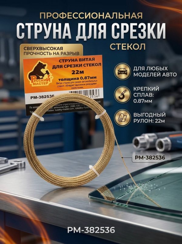 Струна для срезки стекол ВИТАЯ (22м) Русский мастер РМ-382536
