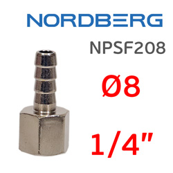 Переходник ёлочка 8мм - резьба 1/4F (внутренняя) Noedberg NPSF208